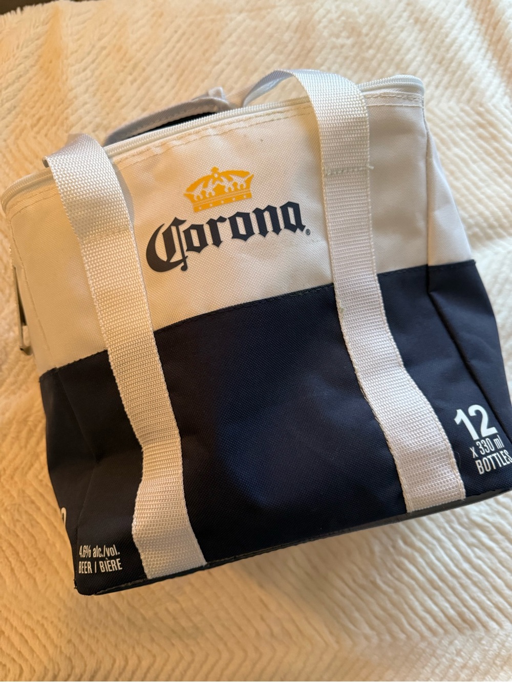 Corona White and Navy Insulated Cooler Tote